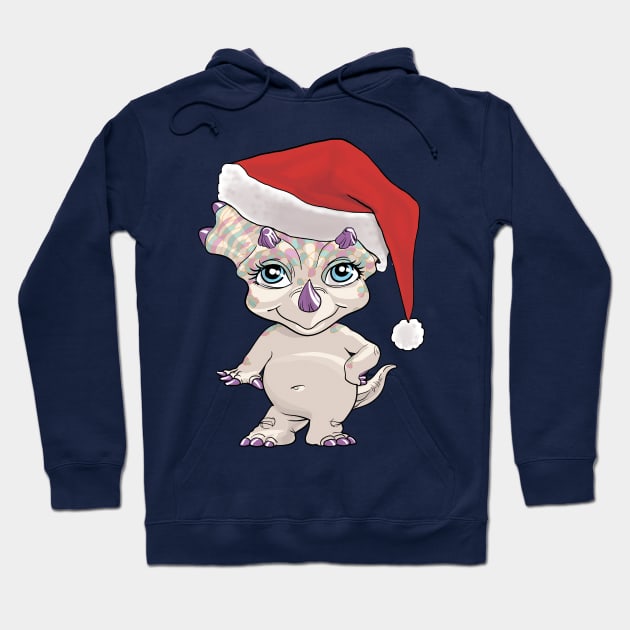 Lil Miss Christmas Triceratops Hoodie by AyotaIllustration